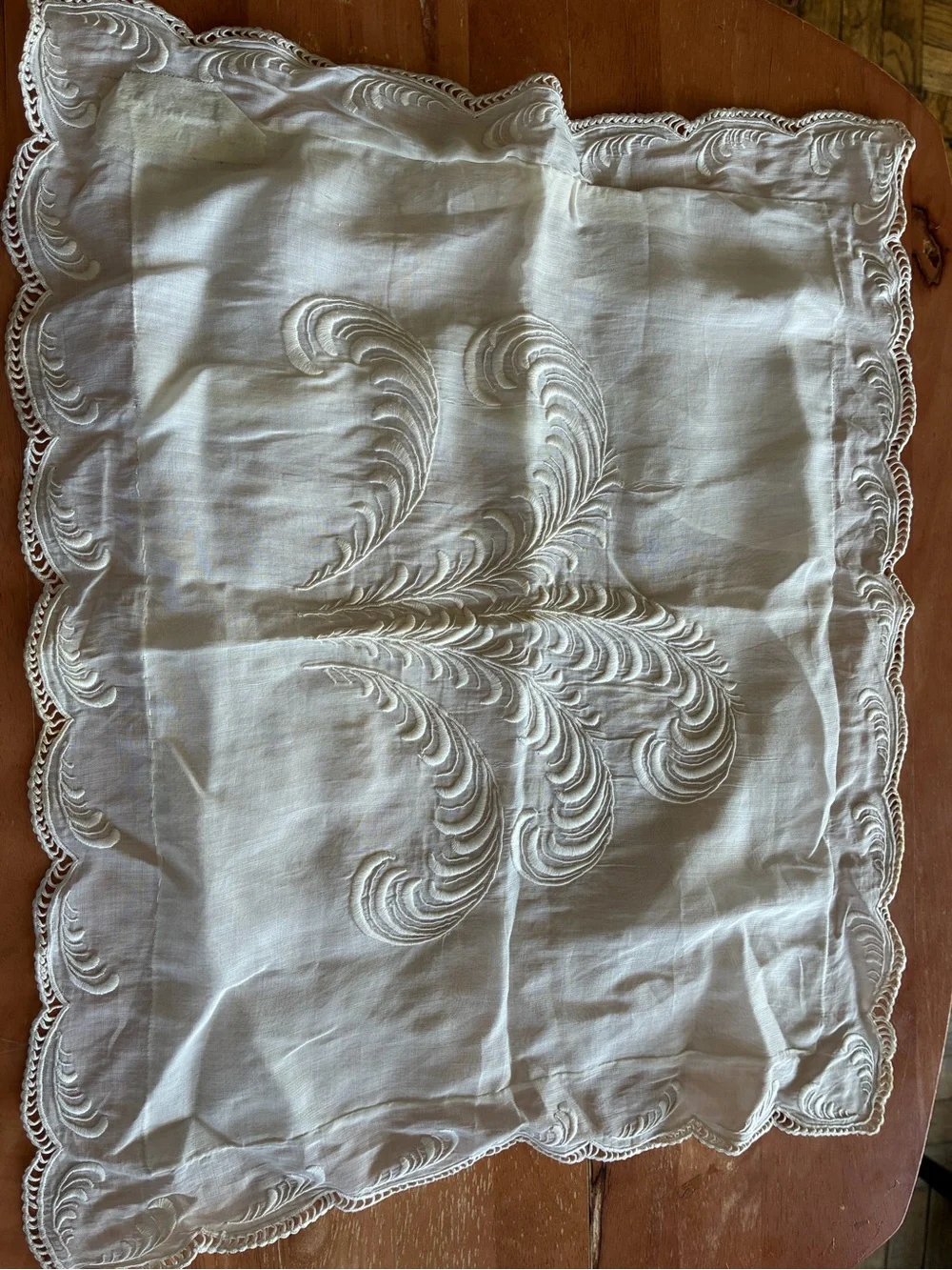 Embroidered White Decorative Pillow Sham - Classic Linen Look